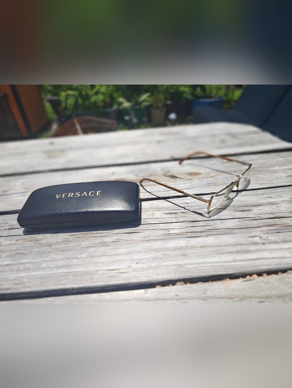 Versace Gold Frame Eyeglasses with Black Logo Case